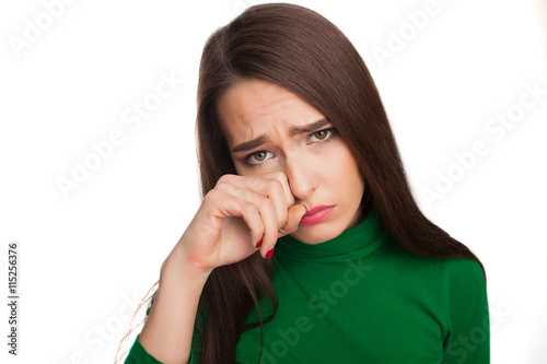 Woman in a green turtleneck