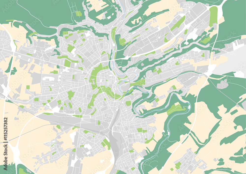 vector city map of Luxemburg