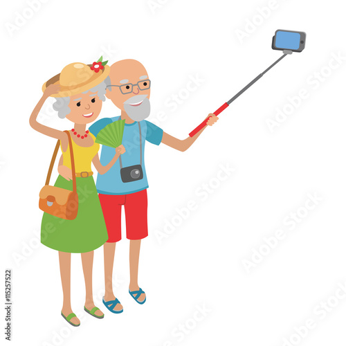Senior couple makes selfie