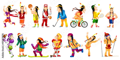 Vector set of american indians sport illustrations © Visual Generation