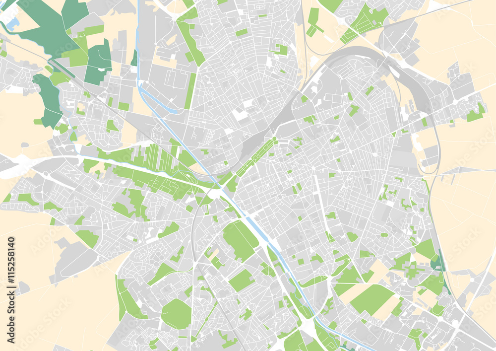 vector city map of Reims, France