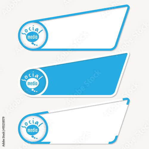 Blue boxes for your text and the words social media