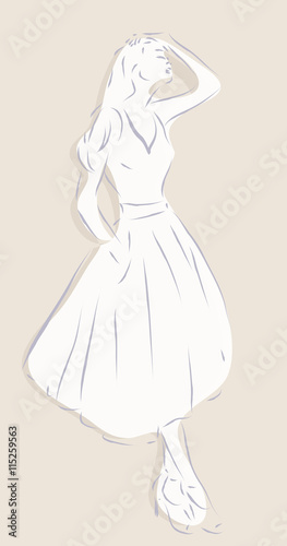 Illustration of a Beautiful Woman in a Fashion Dress