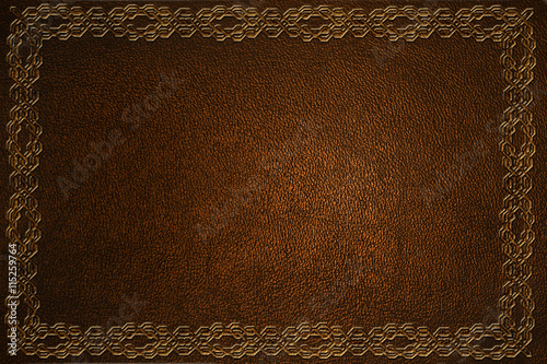 brown leather background with embossed pattern closeup