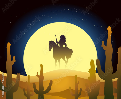 Indian ride horse in desert