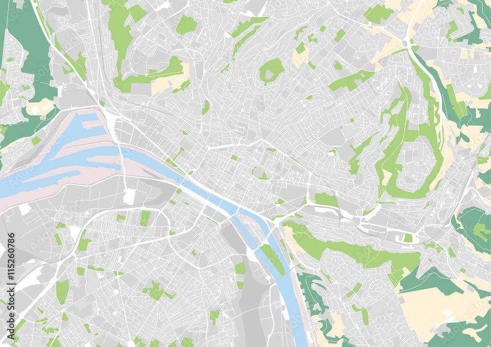 vector city map of Rouen, France
