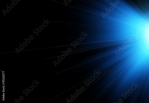 Sun flash with rays and spotlight. Light effect, sun rays, beams on black background