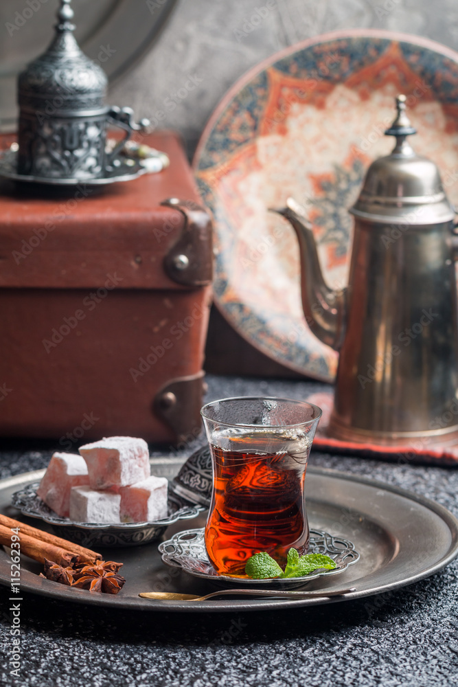 Turkish tea and  delight 