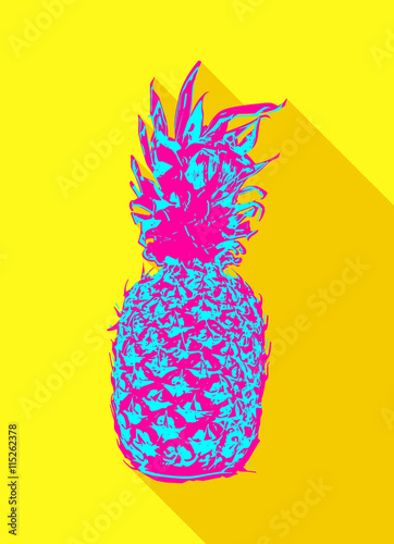 Colorful pop art pineapple fruit design