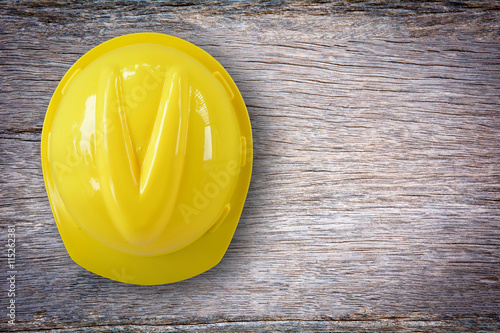 Helmet on wooden floor