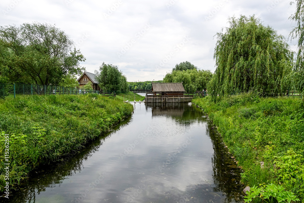 Wooden hut on the river