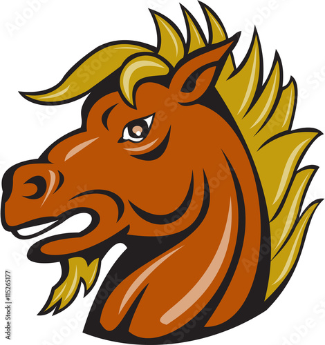 Angry Stallion Head Cartoon