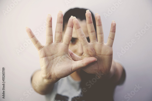 woman hand stop sign