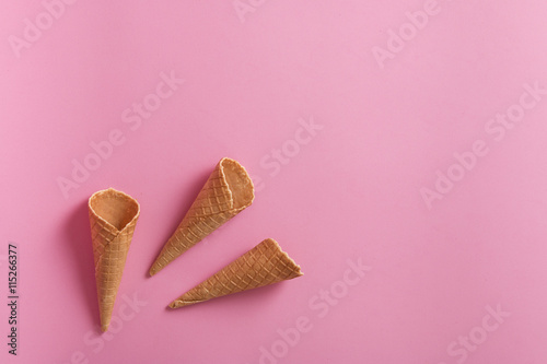 ice cream cones on pink background