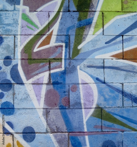 Painted Wall  Colorful Abstract Pattern in Detail of Graffiti