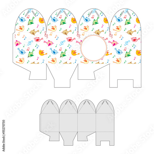 Decorative gift box. Bonbonniere with cute birds.
