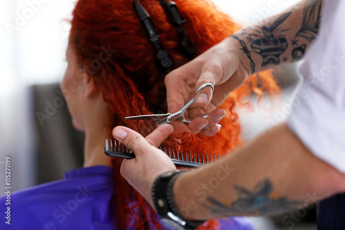 Adult girl visit hairdressi...