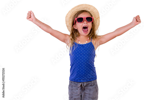 Trendy pretty little girl in a summer outfit photo