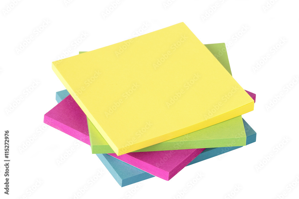 colored notes on white background colored notes on white background