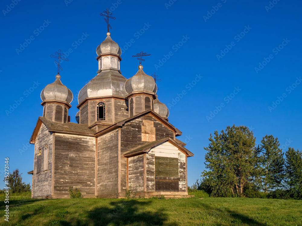 Abandoned old Ukrainian church on the prairies. Abandoned old Ukrainian church on the prairies.