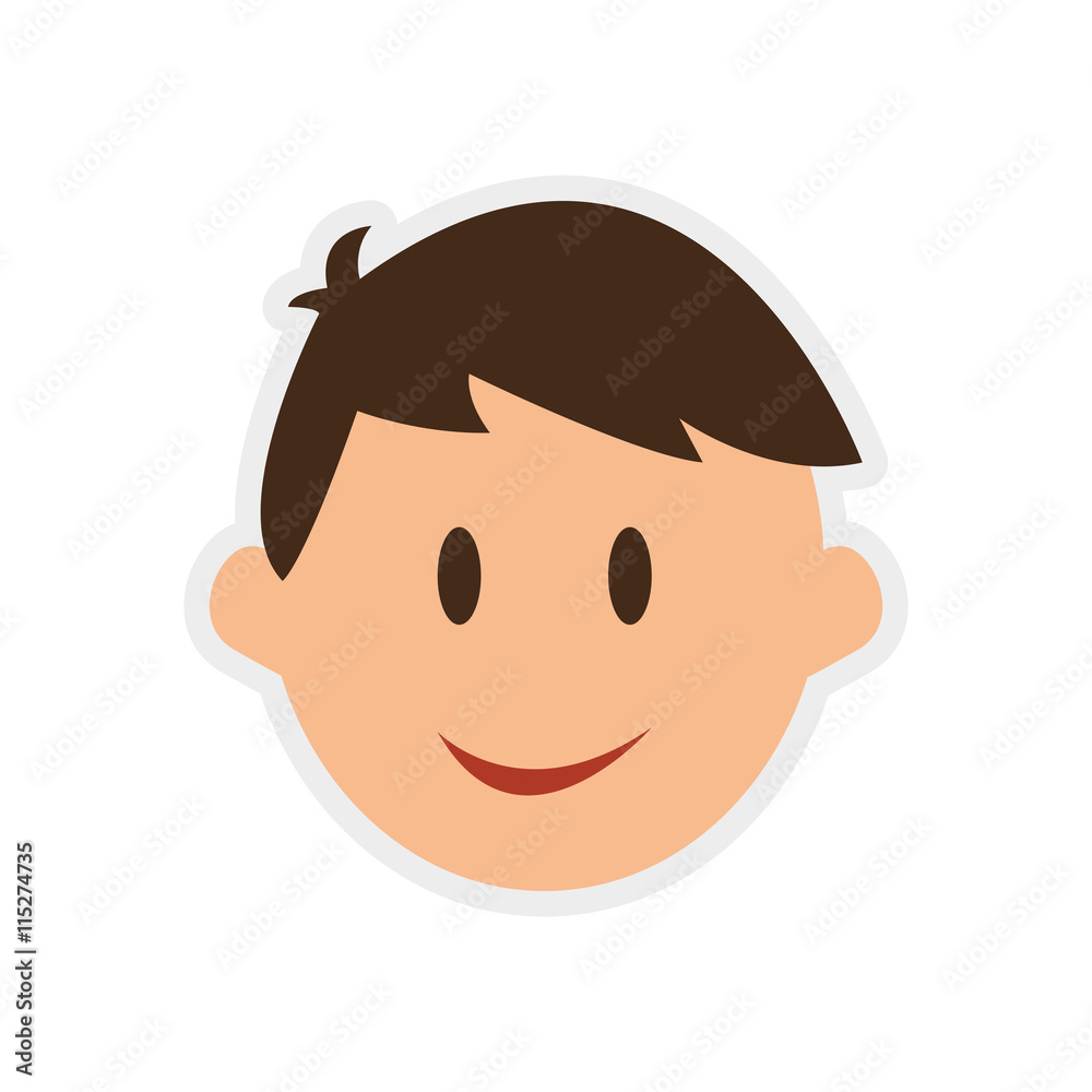 Male person concept represented by man face. isolated and flat illustration 