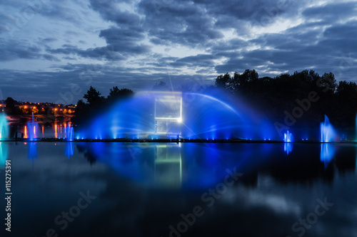 Принти на полотні Night magic show of fountains on the central waterfront Roshen