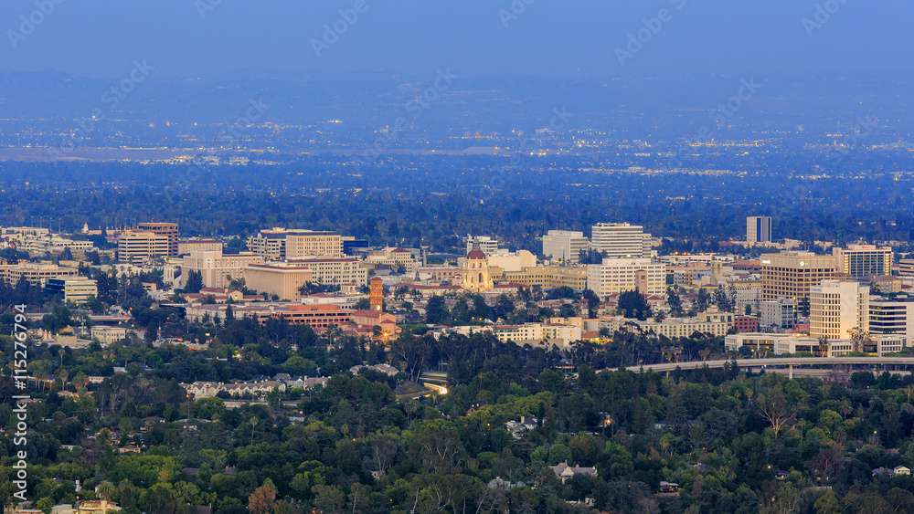 The beautiful Pasadena City hall and Pasadena downtown view