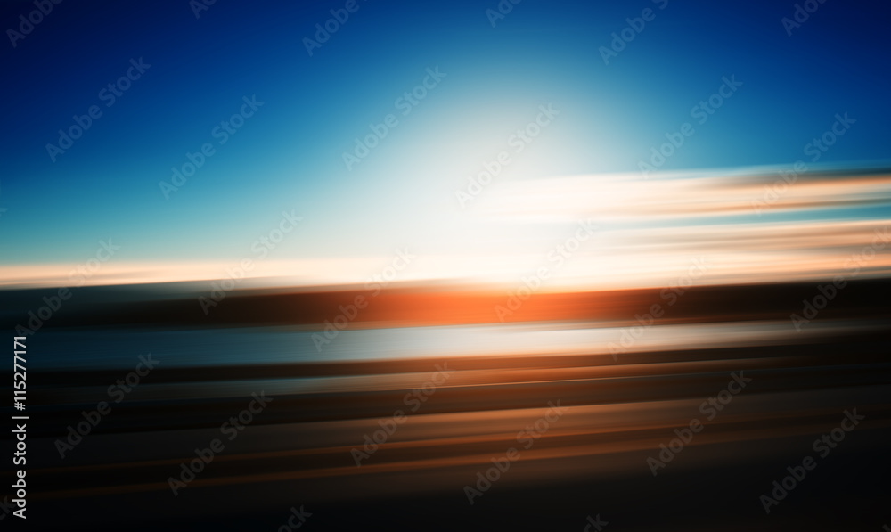 Highway motion sunset abstraction