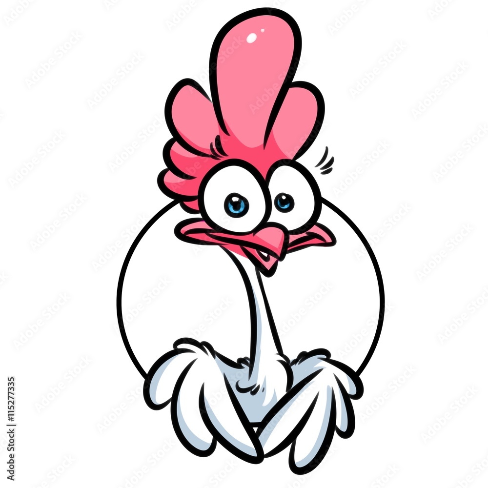 White chicken emblem cartoon illustration isolated image animal character White chicken emblem cartoon illustration isolated image animal character