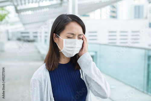 Woman wearing face mask for protection at outdoor