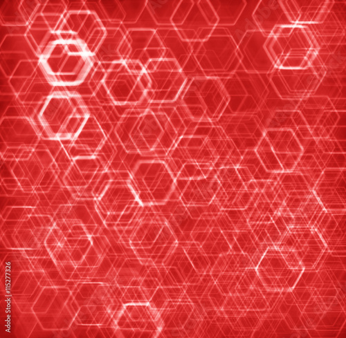 Red hexode cells abstract background