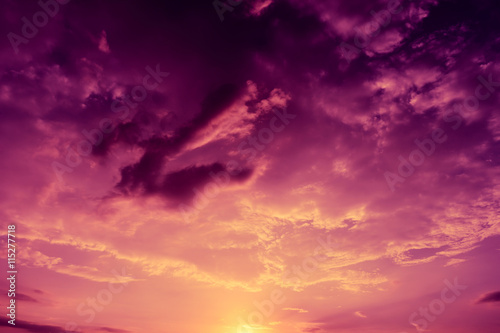 colorful dramatic sky with cloud at sunset