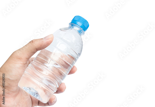Water bottle with Hand isolated on white Background. This has clipping path