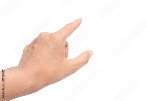 Hand touching screen isolated on a white background. This has clipping path © Art_Photo