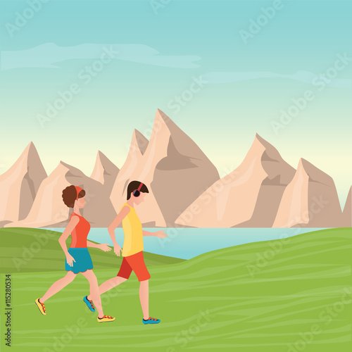 Man and Woman Jogging.