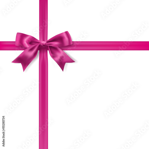 silk pink bow decoration on white. vector design element