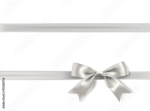silver bow on white background. vector illustration