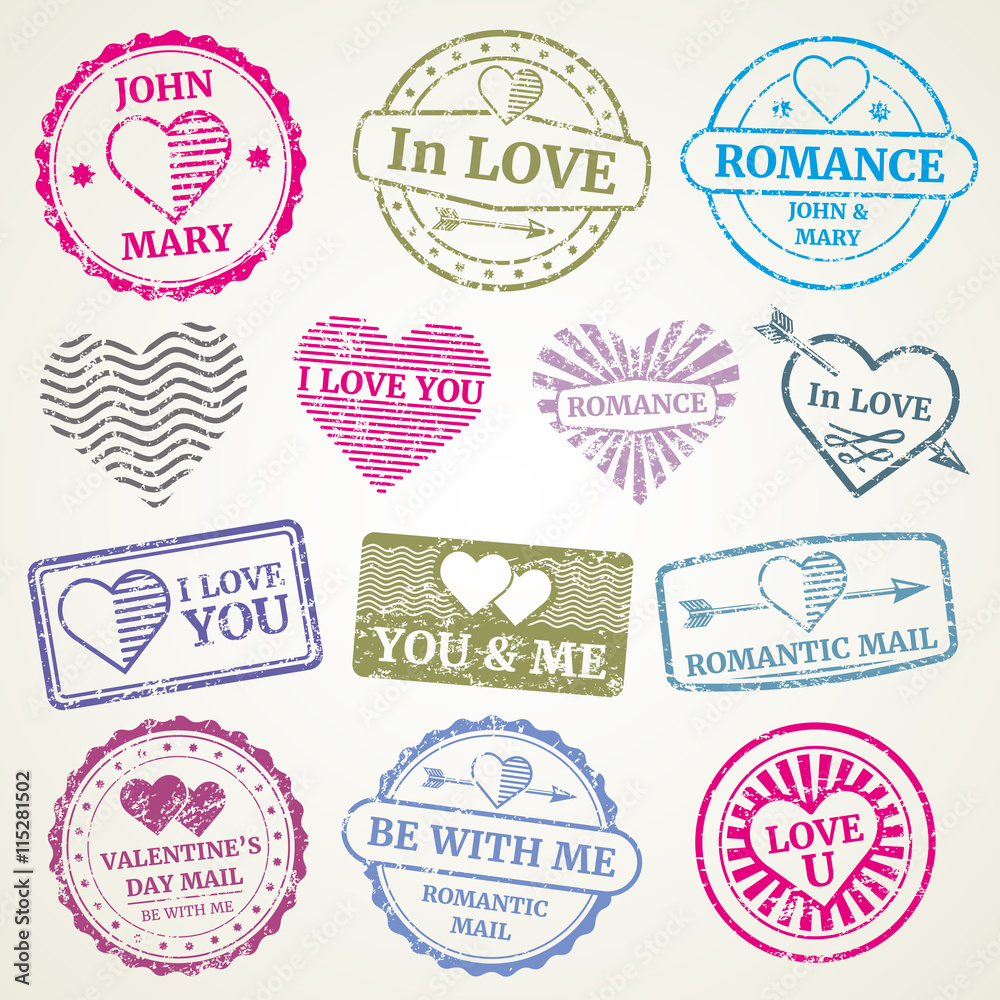 Retro postage stamps - for wedding invitation Vector Image