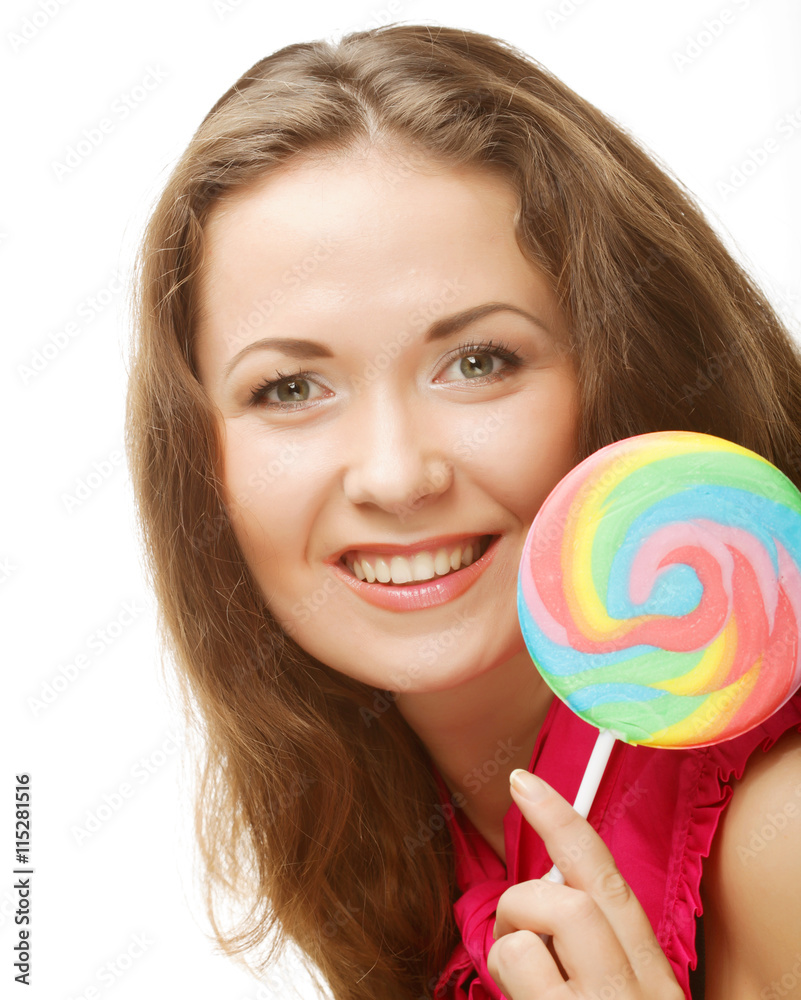 pretty woman with lollipop.