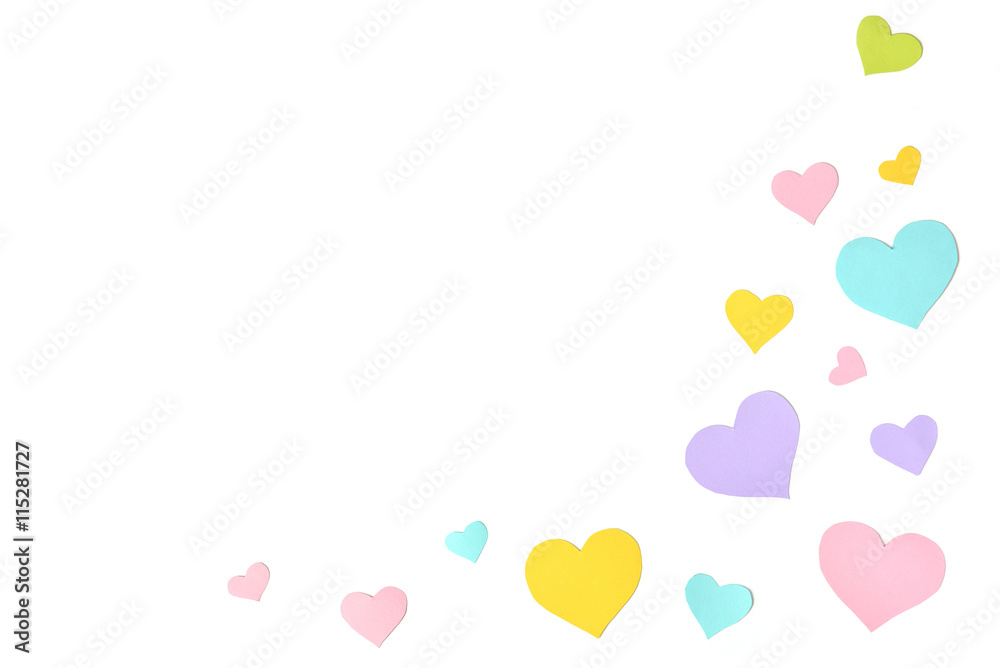 Pastel heart shape paper cut background

