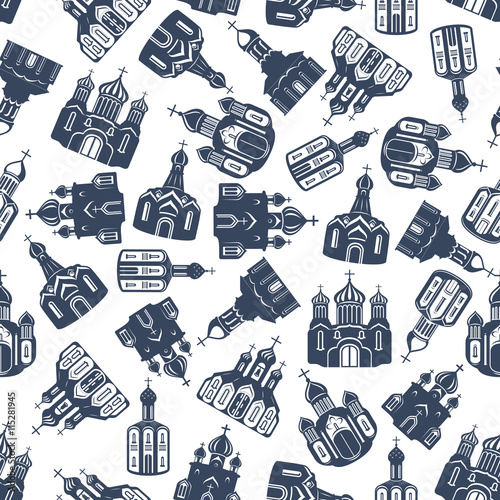 Seamless pattern of eastern orthodox churches