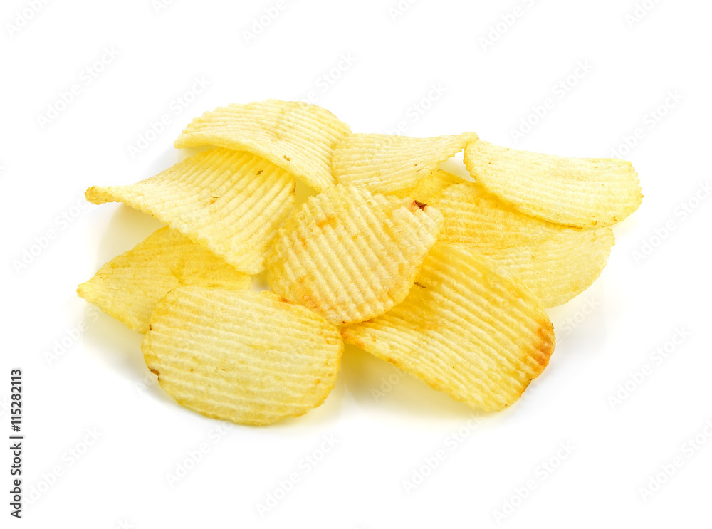 Potato chips isolated on white Potato chips isolated on white