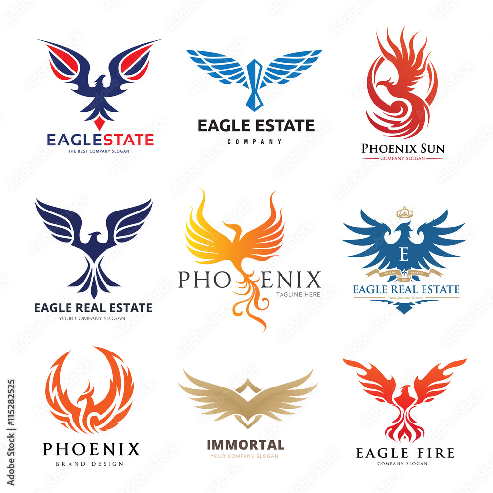 Obraz premium Eagle logo collection,bird logo,phoenix logo,vector logo template.
