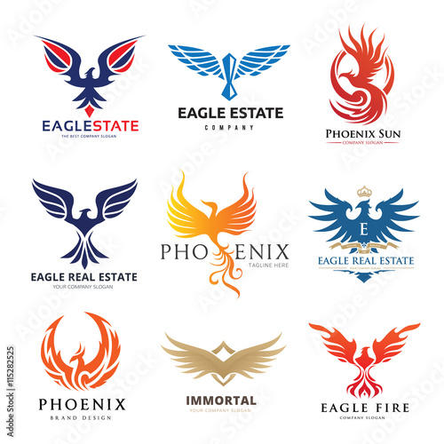 Eagle logo collection,bird logo,phoenix logo,vector logo template.