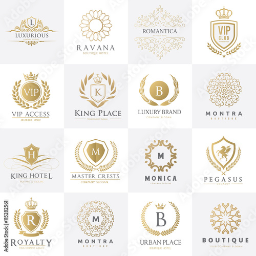 hotel logo, Luxury logo collection, crest logo set,premium logo template.