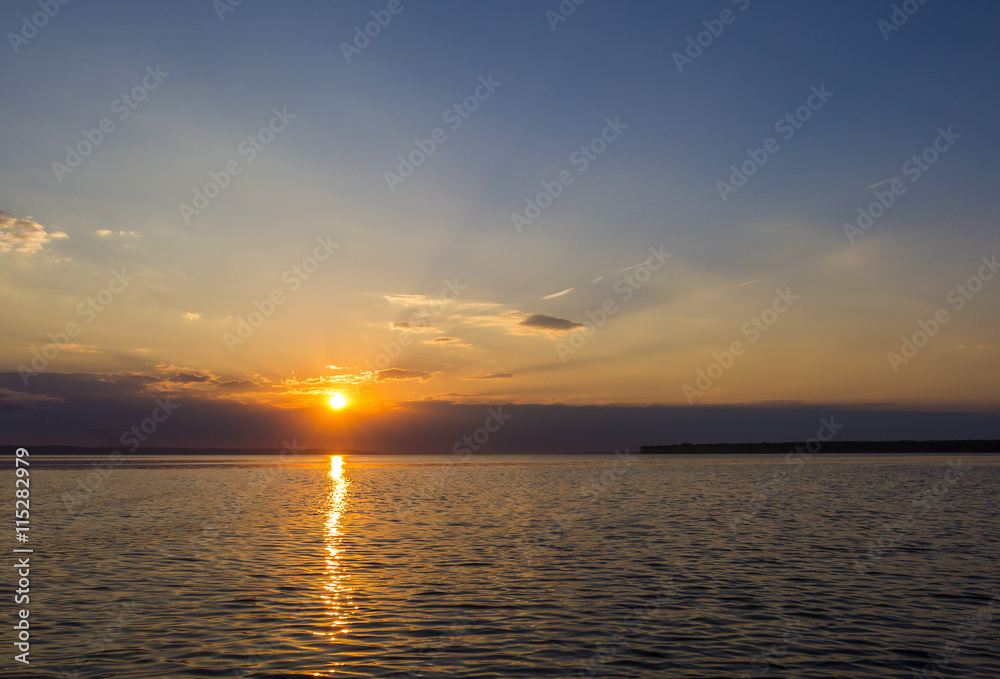 Evening sunset on the lake