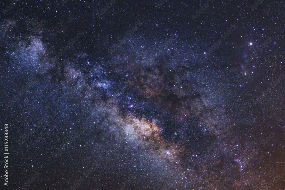 Beautiful milky way galaxy on a night sky,Long exposure photogra