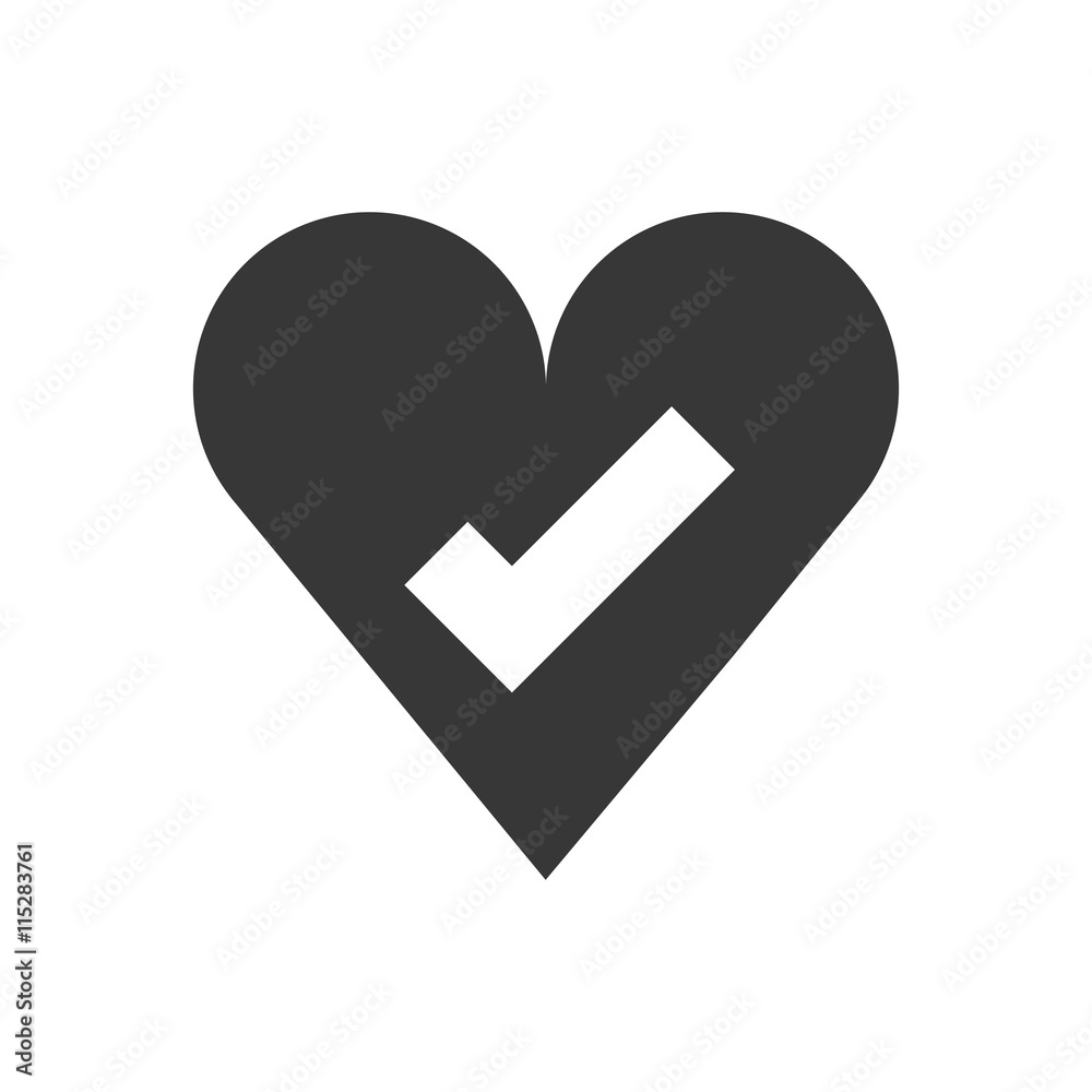 Love concept represented by heart shape with check mark icon. isolated and flat illustration Love concept represented by heart shape with check mark icon. isolated and flat illustration