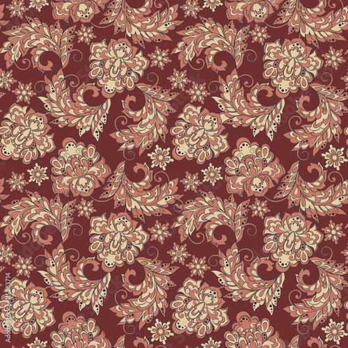 folkloric flowers seamless pattern. ethnic floral vector ornament