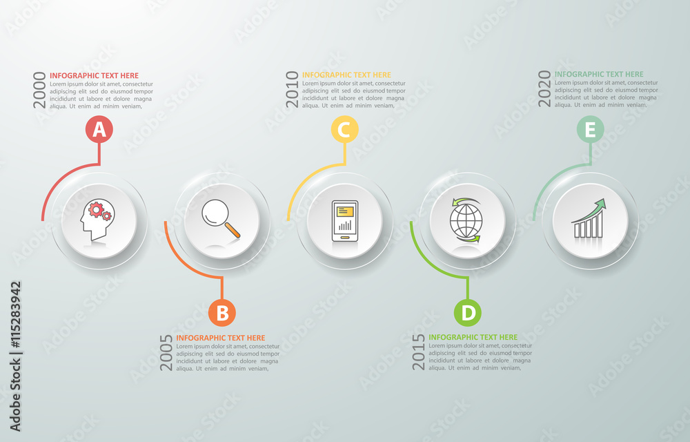 Timeline infographic 5 options, Business concept infographic template Timeline infographic 5 options, Business concept infographic template